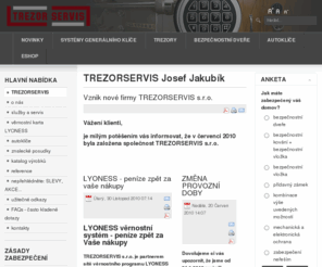 trezor-servis.com: TREZORSERVIS - TREZORSERVIS - bezpečnostní dveře, bezpečnostní systémy, klíče, zámky, trezory, systémy generálního klíče
TREZORSERVIS - bezpečnostní dveře, bezpečnostní systémy, klíče, zámky, trezory, systémy generálního klíče...