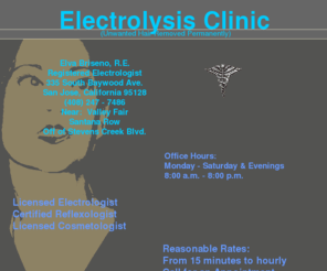 electrolysisclinic.net: Electrolysis Clinic, Electrolysis, unwanted hair removed permanently, for men & women, thermolysis & blend methods used (with air), personal or disposable probes, confidental service
