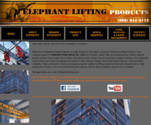 elephantchainblocks.com: Elephant Lifting | Best Electric Chain Hoist & Hand Hoists
Elephant Lifting USA  offers the world's best quality manual chain hoists, lever hoists, electric hoists, trolleys, beam clamps, and applied products.