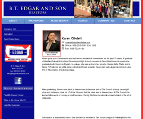 karencifolelli.com: For Moorestown realtors, Haddonfield realty, and Medford homes, go to the experts: B.T. Edgar and Son Realtors
B.T. Edgar and Son Realtors are the best for Moorestown realtors, Haddonfield realty, Medford homes, Merchantville properties, Mt. Laurel homes, Cinnaminson realtors, Delanco homes, Hainesport homes , New Jersey realtors, Moorestown properties