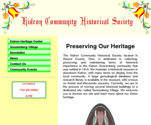 kidronhistoricalsociety.org: Kidron Community Historical Society
index page