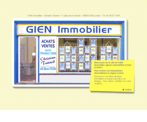 gien-immobilier.com: GIEN Immobilier - Votre agence immobilire  Gien (Loiret) - Trouvez votre maison, fermette, proprit, maison de campagne dans la rgion de Gien, Briare, Chtillon...
L'agence immobilire Gien Immobilier  Gien (Loiret) vous propose de nombreux biens immobiliers  la vente. Consultez notre catalogue en ligne, mis  jour frquemment, et dcouvrez notre slection de maisons de campagne, maisons de ville, fermettes, longres, proprits.