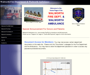 walworthfire-ems.org: Walworth Fire Department and Ambulance
This is the official site of the Walworth Fire Department and Ambulance.  The Walworth Fire Department's dedicated volunteers have been serving their community for over 75 years.