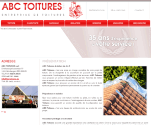 abctoitures.be: ABC Toitures réalise vos projets de toiture à Bruxelles et en périphérie - A.B.C. Toitures - GRIMBERGEN
ABC Toitures, c’est 30 ans d’expérience dans le domaine de la couverture et une équipe de couvreurs expérimentés à votre service. Le patron, toujours présent sur le chantier, veille au suivi du projet et au respect des délais.