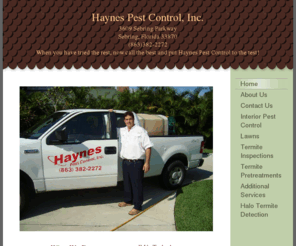 haynespestcontrol.com: Haynes Pest Control, Inc. - Home
Haynes Pest Control, Inc.