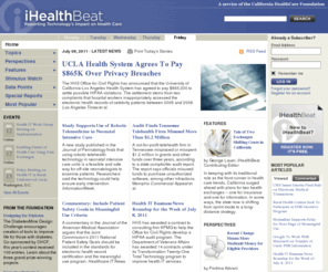 ihealthbeat.net: iHealthBeat – Reporting Technology’s Impact on Health Care
iHealthBeat is a free, daily news digest reporting on technology's impact on health care. iHealthBeat is part of the California HealthCare Foundation's commitment to important issues affecting health care policy, delivery and financing.