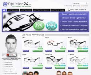 opticien24.be: Opticien24.be / Magasin De Lunettes En Ligne
Choisissez parmi notre large choix de lunettes de vue et lunettes de soleil pour seulement 39€ tout compris !  Frais d'expédition 5€ pour toute la Belgique !