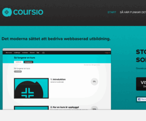 coursio.com: Coursio - Education simplified
Coursio låter dig bygga kurser på nätet. Det kan vara en kurs till försäljning mot allmänheten eller en kurs för internutbildning på ett företag.