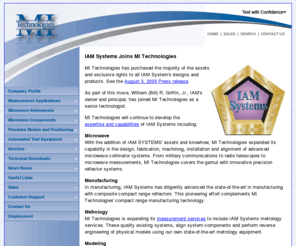 iamsystems.com: Welcome to MI Technologies
MI Technologies provides RF and Microwave antenna, radome, radar cross section (RCS), and telematics test and measurement instruments, positioners, antennas and microwave components for near field, far field and compact range applications.