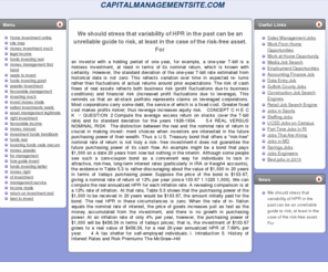 capitalmanagementsite.com: investment online - www.capitalmanagementsite.com
Investment online. We should stress that variability of HPR in the past can be an unreliable guide to risk, at least in the case of the risk-free asset. For 