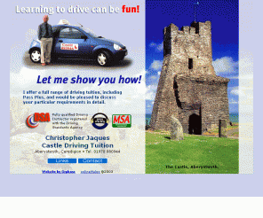 castledriving.co.uk: Aberytwyth Driving Instructor - Learn to drive with Castle
Based in Aberystwyth on the Wales coast, Castle Driving Tuition makes learning to drive fun in our funky Ford Ka. You only learn to drive once - do it with us for the best experience.