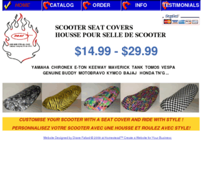 drafseatcovers.com: scooter seat covers draf
Scooter seat covers,customise your scooter with an original scooter seat cover. Housse pour selle de scooter,personnalisez votre scooter avec une housse originale