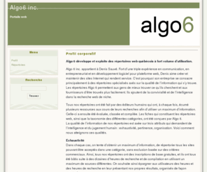 algo6.com: Portails web | Algo6 inc.
Algo 6 inc. Portails web de niche.