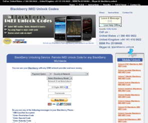 blackberryimeiunlockcodes.com: Blackberry Unlock Codes Blackberry IMEI Unlock Code Blackberry SIM unlock
Unlock your Blackberry phone online, unlock Blackberry MEP codes online