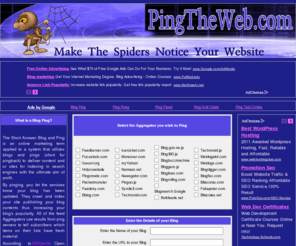 pingtheweb.com: Submit Your Blog to 40 Feed Aggregators for SEO Link Popularity!
Blog pinging service makes it easy to add your rss xml and other rss feeds  to multiple aggregators from one convent service. Pings help you build one way backlinks to your blogs and are essential to good SEO by increasing the link popularity Weblog all in one.