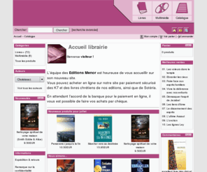 editions-menor.com: Editions MENOR, librairie chrétienne
Les Editions chretiennes MENOR vous propose sa librairie chretienne en ligne. Livres  et k7 des editions MENOR. 