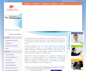 enteduc.mobi: NetLycée - Environnement Numérique de Travail (ENT) intuitif et performant
Site dédié à l'ENT NetCollège, Environnement numérique de travail dédié aux collège développé par ITOP en partenariat avec Microsoft. Il gère la vie scolaire, les notes de vie scolaire, l'adminsitration d'un établissement