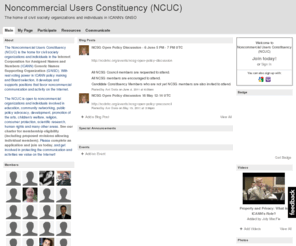 ncuc.org: Noncommercial Users Constituency (NCUC) - The home of civil society organizations and individuals in ICANN's GNSO
The Noncommercial Users Constituency (NCUC) is the home for civil society in ICANN's Generic Names Supporting Organization. Join us today!