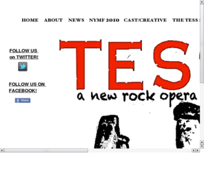 tessthenewmusical.com: Tess The New Musical - Annie Pasqua
A new rock musical based on Tess of the d'Urbervilles. Music, Lyrics, and Libretto by Annie Pasqua