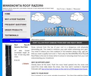 minnsnowta.com: A roof rake roof snow removal tool for preventing ice dams - the MinnSNOWta Roof Razor®
A roof rake for removing snow from roofs, preventing roof ice dams, and gutter ice dams. The snow rake is a strong, lightweight, durable snow removal tool.