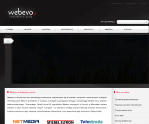 webevo.pl: Systemy webowe, strony internetowe, pozycjonowanie, hosting, reklama - webevo.pl
Projektowanie stron internetowych, aplikacji webowych i systemów informatycznych. Webevo to dynamiczna firma technologiczno-doradcza, specjalizująca się w budowie i utrzymaniu nowoczesnych rozwiązań informatycznych. Webevo jest liderem w tworzeniu rozwiązań wspierających obsługę i samoobsługę klientów firm z sektorów telekomunikacyjnego i finansowego.