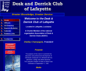 ddclafayette.org: Desk and Derrick Club of Lafayette
Lafayette Desk and Derrick Club is the publisher of the Lafayette Oil Directory