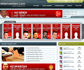 milletvekilleri.com: Milletvekilleri.com - 2011 Genel Seçimleri Milletvekili Aday Adayları ve Adaylar, Haberler, Seçim Anketi ve İstatistikler
2011 Milletvekili Adayları, Türkiye'deki 2011 Genel Seçim, 2011 Genel Seçim anketini, milletvekili adaylarının ve aday adaylarının bilgilerini ve videolarını içerir.