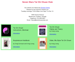 taichichuanclub.com: 7 Stars Tai Chi Chuan Club
Tai Chi Montreal Video Books Acupressure