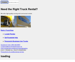 onewaytruck.com: Penske Truck Rental, Offering Nationwide Moving Truck Rental and Commercial Truck Rental.
Penske truck rental has the moving trucks you need for household and business moves. Penske truck rental offers you professional assistance, flexible and convenient moving truck reservation options and customer protection programs.