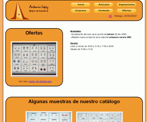 antoniolopezbisuteria.com: Web del mayor de bisutería Antonio López (Málaga) 
Web del mayor de bisutería Antonio López de Málaga (España) con catálogo y explicaciones de la empresa
