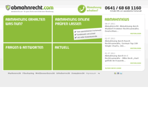 abmahnrecht.com: abmahnrecht.com  Schutz vor Abmahnungen  Filesharing  Markenrecht  Urheberrecht  Rechtsanwalt
abmahnrecht.com ist ihre unabhängige Plattform zum Schutz vor Abmahnungen. Lassen Sie sich unverbindlich von einem Anwalt beraten und wehren Sie sich gegen Abmahnungen.