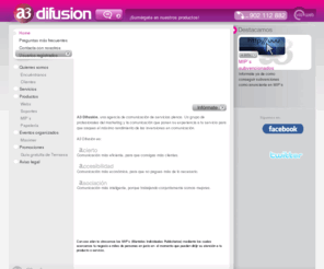 a3difusion.com: a3 Difusión | Manteles individuales Publicitarios Mip's | Publicidad | Diseño web en Barcelona, Sabadell, Terrassa, Cerdanyola, Sant Cugat, Molins de Rei, Hospitalet de Llobregat, Corbera del Llobregat, Gelida, Costa Brava, Platja d'Aro, Palamós,  Lloret, Blanes, Tosa de Mar, Girona, Gerona, Catalunya, cataluña, españa
a3 Difusión | Manteles individuales Publicitarios Mip's | Publicidad | Diseño web... en Sabadell (Barcelona) Sinapsi Estratègia Digital SL. Diseño web Sabadell, Diseño web barcelona, Diseño web Girona, Diseño web Tarragona. Soluciones para la gestión integral de proyectos web, web low cost, proyectos web, contenido web, traducción de contenido, maquetación de contenido, Diseño web, diseño paginas web, diseño grafico, disseny grafic, creación web Auto-administrable, Viaweb, administrador contenido web, diseño multimedia, paginas web