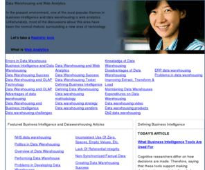 datawarehousing-knowledge.com: Data Warhousing Knowlege, Q&A from the Best from DWK
Data Warhousing Knowlege, White Papers, Interviews, Q&A from the Best in the Industry.