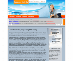 freespace.com.au: Free Web Hosting
Free web hosting, free torrent hosting, file hosting services, free image hosting service and cheap web hosting from Freespace Australia.