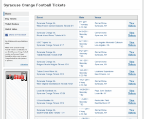 syracuseorangefootballtickets.com: Syracuse Orange Football Tickets
How to get Syracuse Orange Football tickets. Find cheap tickets, premium tickets, ticket auctions, and more.