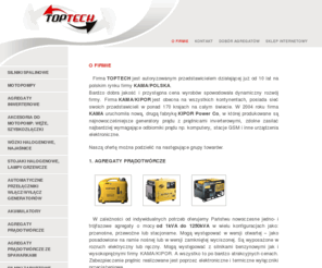 toptech.pl: Toptech: generatory prądu, zasilanie awaryjne, generatory, KIPOR
TOPTECH - KIPOR Power Products - Zasilanie awaryjne, generatory prądu. Zapraszamy do zapoznania się z naszą ofertą na generatory. Nasza oferta obejmuje: generatory prądu wykorzystywane jako  zasilanie awaryjne. Profesjonalna obsługa, atrakcyjne ceny, części zamienne.