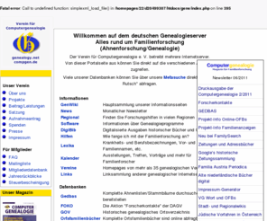 genealogienetz.de: Verein für Computergenealogie: genealogy.net - Der deutsche Genealogieserver
Alles rund um Familienforschung (Ahnenforschung/Genealogie)