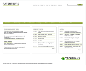 patentbors.dk: Patentbørs - www.patentbors.dk
Patenter og patentansøgninger med kommercielt potentiale fra offentlige forskningsinstitutioner.