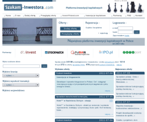 szukam-inwestora.com: Zainwestuję kapitał, kupię firmę, sprzedam biznes - Największa baza ofert inwestycyjnych - Szukam-Inwestora.com
Największa baza ofert inwestycyjnych. Dodaj i przeglądaj oferty inwestycyjne w kategoriach: szukam inwestora, zainwestuję, kupię firmę, sprzedam biznes, franchising.
