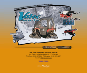 valecsport.com: ::::: Valec Sport inc. ::::: Distributeur d'accessoires de VTT à travers le Canada
Valec Sport est une entreprise de distribution d'accessoires de véhicule tout-terrain (VTT) : chenille, déflecteur, coffre, rampe, etc.