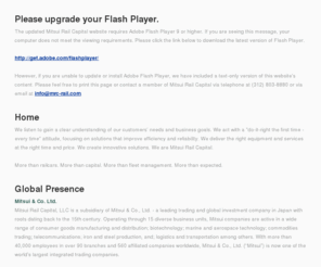 mrc-rail.com: Mitsui Rail Capital, LLC
Mitsui Rail Capital, LLC (MRC) is a young, dynamic leasing and services company with people who have long-term experience in the railcar industry.