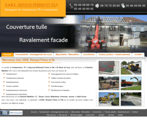 travaux-publics-maconnerie-17.com: Entreprise de terrassement TP et maconnerie SARL Renaud Frères et fils
terrassement, terrassement piscines, assainissement, travaux publics, assainissement autonome, assainissement individuel, aménagement de cours, tailles et poses de pierre, couvertures tuiles, gravillonnages, goudronnage, ravalement de façades