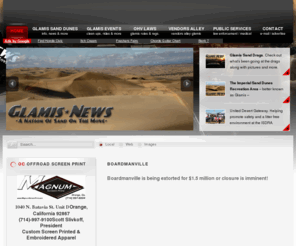 glamisca.com: Glamis News
Glamis California, Glamis Sand Dunes, Imperial Sand Dunes, Glamis News, Glamis Events, Glamis Ca, Glamis Crashes