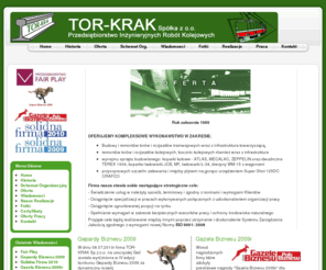 tor-krak.pl: Welcome @ Tor-Krak !
Tor-Krak Sp. z o.o., Przedsiębiorstwo inżynierych robót kolejowych
