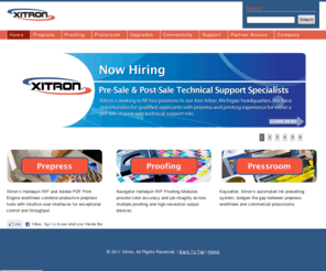 xitron.net: Xitron Harlequin RIP and Adobe PDF Print Engine Workflow Solutions, ink key presetting solutions
Xitron is the leading independent developer of Harlequin RIPs and Adobe PDF Print Engine workflow Solutions for the commercial and inplant printers. Xitron also offers digital ink key presetting solutions for Heidelberg, Komori, KBA, ManRoland and Shinohara presses which bring the gap between prepress and the pressroom. The latest Harlequin v8.3 is offered by Xitron.