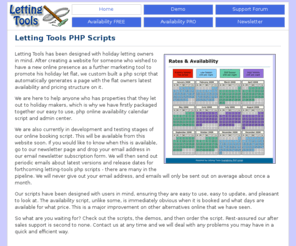 letting-tools.com: Letting Tools
letting tools php scripts to install on your website - an online availability script - an online villa booking script.