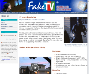 psuedotv.com: FakeTV Burglar Deterrent Device
FakeTV is a burglar deterrent that accurately simulates the light output of a high definition television so it looks like you're home watching tv.