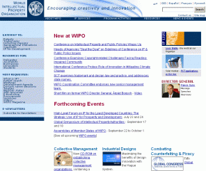wipo.int: WIPO - World Intellectual Property Organization
WIPO, The World Intellectual Property Organization (WIPO) homepage, entry point for information about industrial property and copyright.