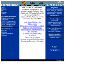 freemarketingtips.org: Jay Foonberg - (877) 366-6529
FoonbergLaw is the website of Jay Foonberg, CPA, Esq. Jay is the author of two of the ABA's best selling books and a prominent speaker. Jay is also active in ABA activities, trying to improve the quality of law in the US.