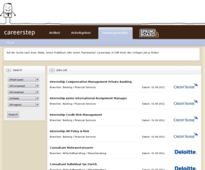 diplom.ch: Einstiegsstellen | Lebenslauf, CV, Job suchen, Jobsuche, Gehalt, Vorstellungsgespräch | Careerstep
Stehen Sie gerade am Beginn Ihrer Karriere? Careerstep zeigt, worauf man achten muss, um an den Traumjob zu kommen. Careerstep – ein Brand für deine Karriere.
